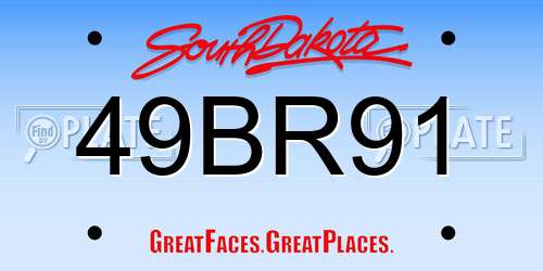 49BR91 South Dakota License Plate