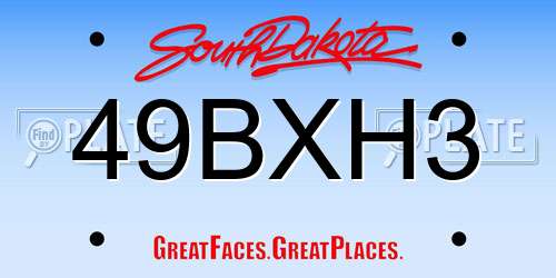 49BXH3 South Dakota License Plate