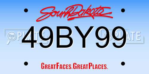 49BY99 South Dakota License Plate