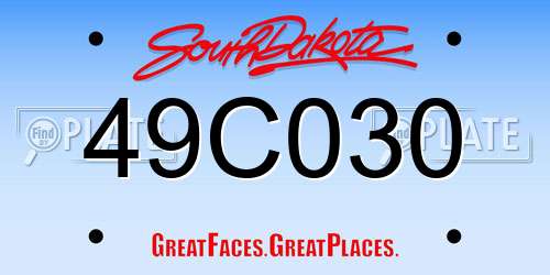 49C030 South Dakota License Plate