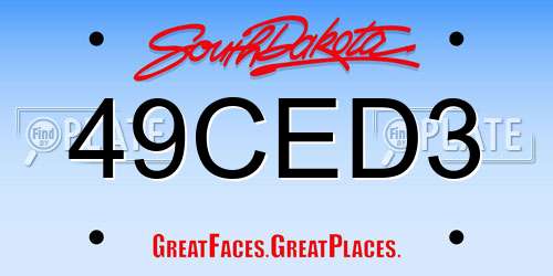 49CED3 South Dakota License Plate