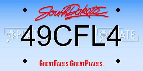 49CFL4 South Dakota License Plate