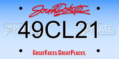 49CL21 South Dakota License Plate
