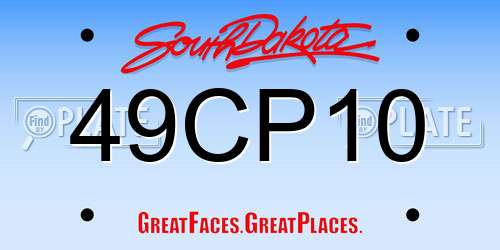 49CP10 South Dakota License Plate