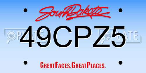 49CPZ5 South Dakota License Plate