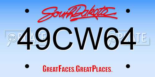 49CW64 South Dakota License Plate
