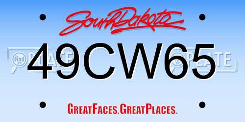 49CW65 South Dakota License Plate
