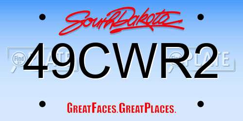 49CWR2 South Dakota License Plate