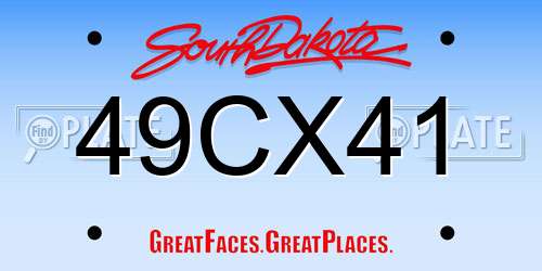49CX41 South Dakota License Plate