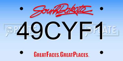 49CYF1 South Dakota License Plate