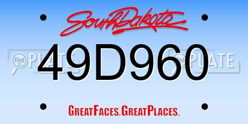 49D960 South Dakota License Plate