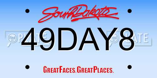 49DAY8 South Dakota License Plate