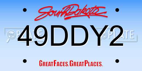 49DDY2 South Dakota License Plate