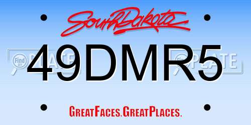 49DMR5 South Dakota License Plate