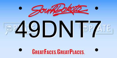 49DNT7 South Dakota License Plate