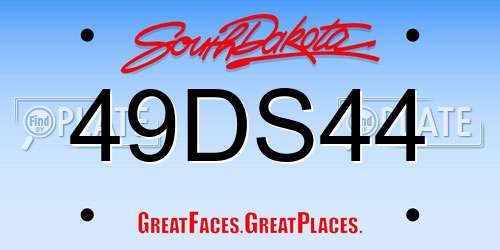 49DS44 South Dakota License Plate