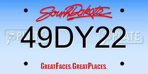 49DY22 South Dakota License Plate