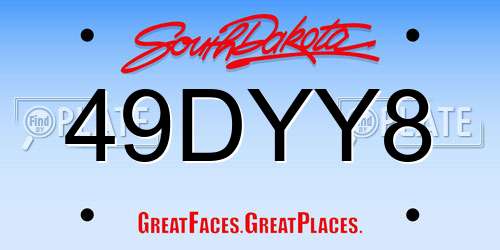 49DYY8 South Dakota License Plate
