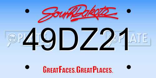 49DZ21 South Dakota License Plate