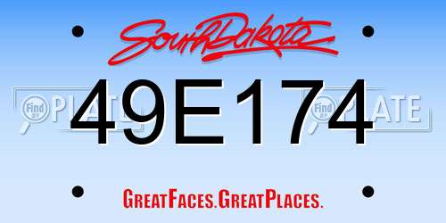49E174 South Dakota License Plate
