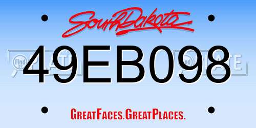 49EB098 South Dakota License Plate