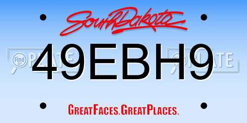 49EBH9 South Dakota License Plate