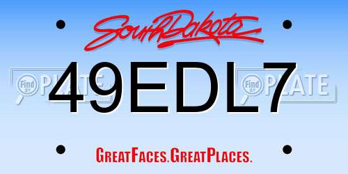 49EDL7 South Dakota License Plate