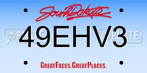 49EHV3 South Dakota License Plate