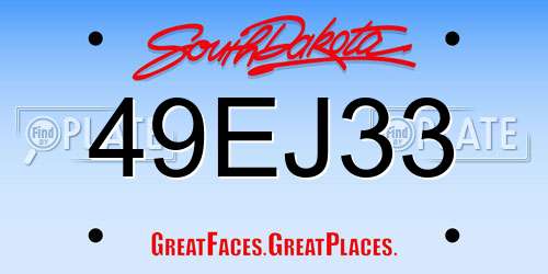 49EJ33 South Dakota License Plate