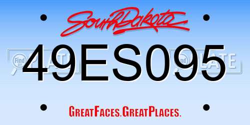 49ES095 South Dakota License Plate