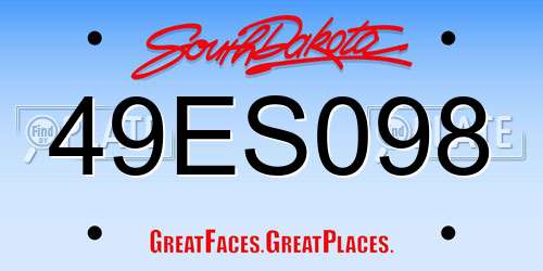 49ES098 South Dakota License Plate