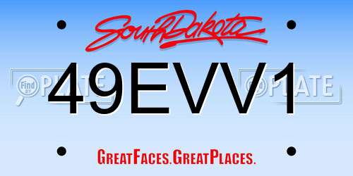 49EVV1 South Dakota License Plate