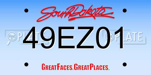 49EZ01 South Dakota License Plate