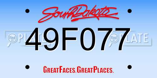 49F077 South Dakota License Plate