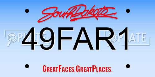 49FAR1 South Dakota License Plate