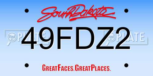 49FDZ2 South Dakota License Plate