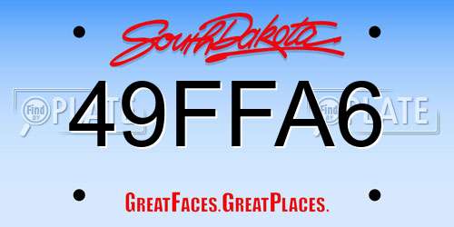 49FFA6 South Dakota License Plate