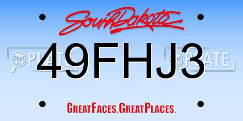 49FHJ3 South Dakota License Plate