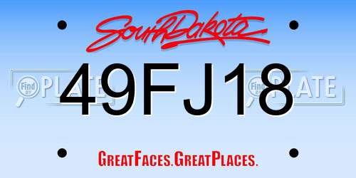 49FJ18 South Dakota License Plate