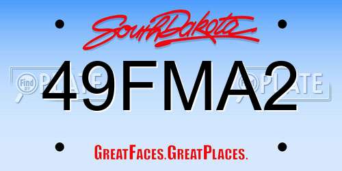 49FMA2 South Dakota License Plate
