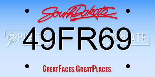 49FR69 South Dakota License Plate