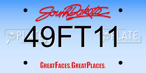 49FT11 South Dakota License Plate