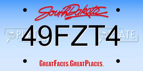49FZT4 South Dakota License Plate