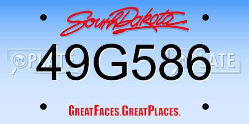 49G586 South Dakota License Plate