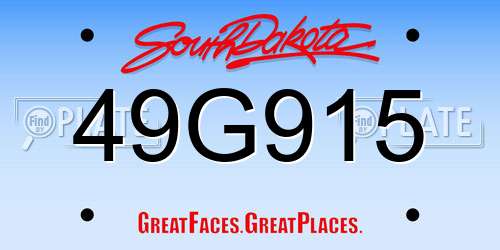 49G915 South Dakota License Plate