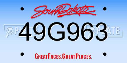 49G963 South Dakota License Plate