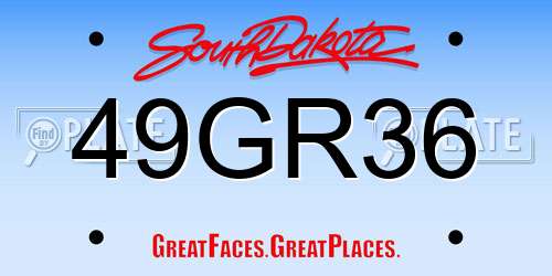 49GR36 South Dakota License Plate