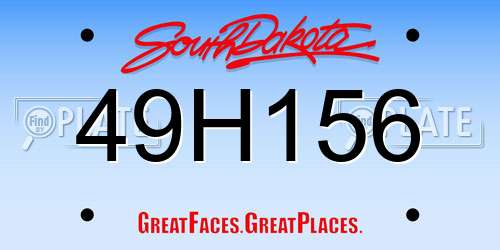 49H156 South Dakota License Plate