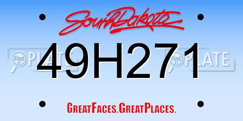 49H271 South Dakota License Plate