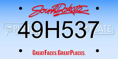 49H537 South Dakota License Plate